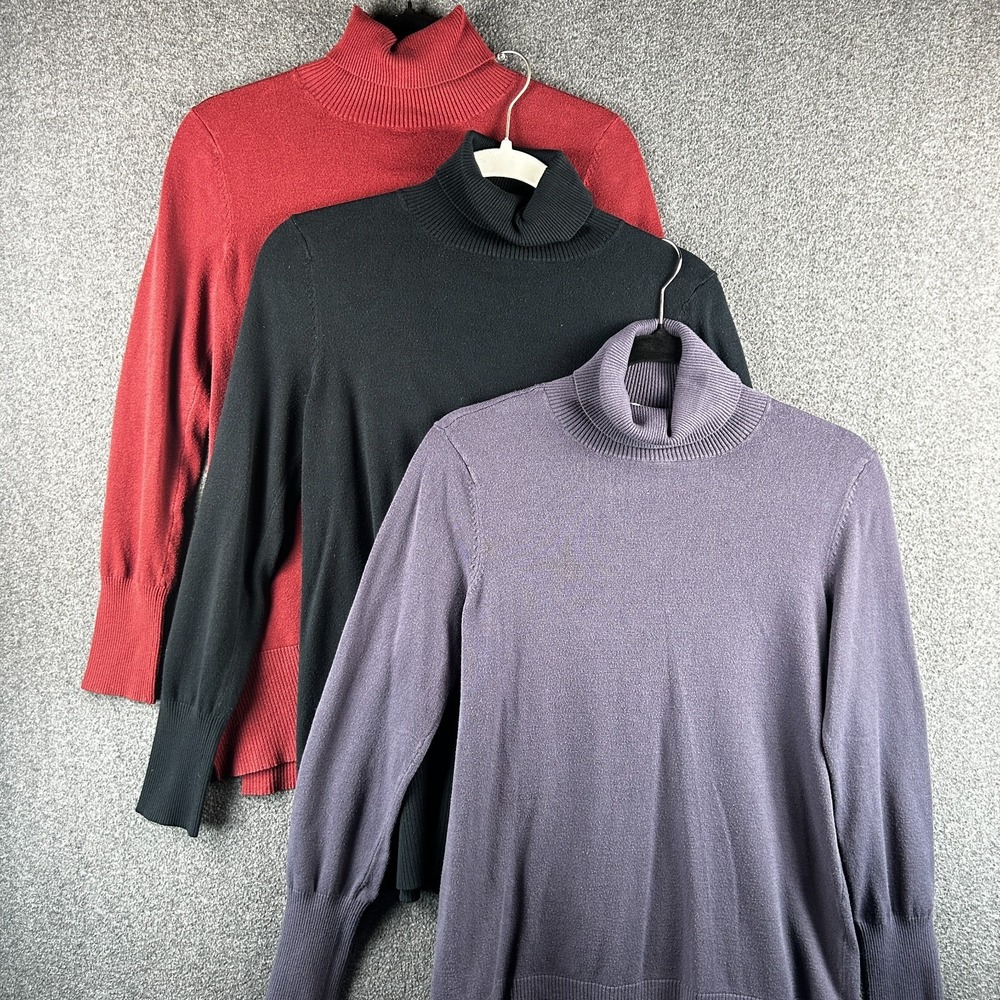 Lot of 3 Soft Surroundings Women's Ribbed Knit Turtleneck Set *SEE MEASUREMENTS*